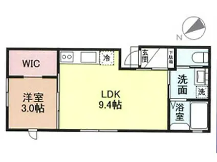CHATONIII シャトン(1LDK/1階)の間取り写真