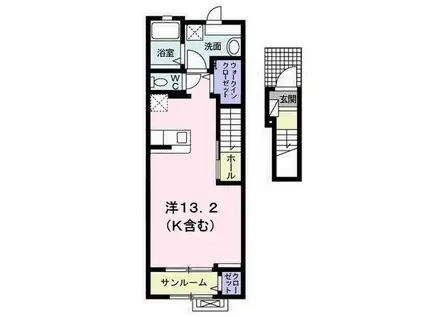 ベルシティ(ワンルーム/2階)の間取り写真