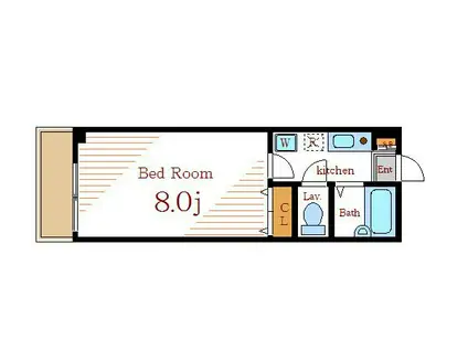 ヴィオラ(1K/4階)の間取り写真