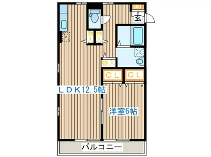 ポーセリン(1LDK/1階)の間取り写真