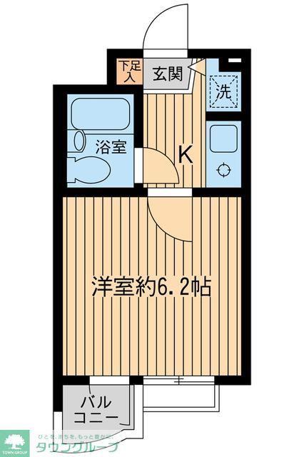 スクエア世田谷(1K/2階)の間取り写真