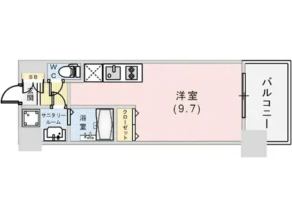 アプリーレ神戸元町(ワンルーム/9階)の間取り写真