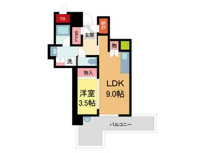 ジオタワー宝塚グランレジス 南棟(1LDK/4階)の間取り写真