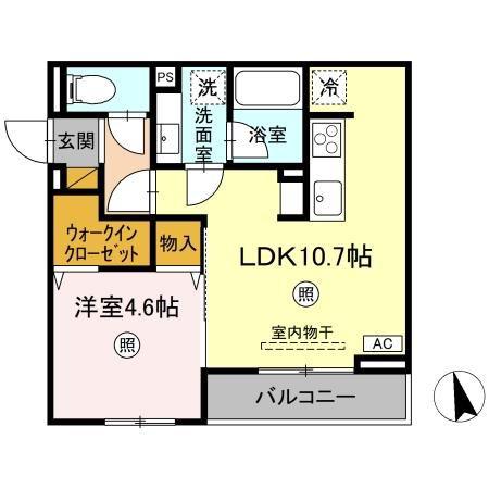 D‐INVEST東原A A(1LDK/2階)の間取り写真