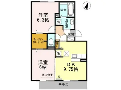 アーバンメロウ(2DK/1階)の間取り写真