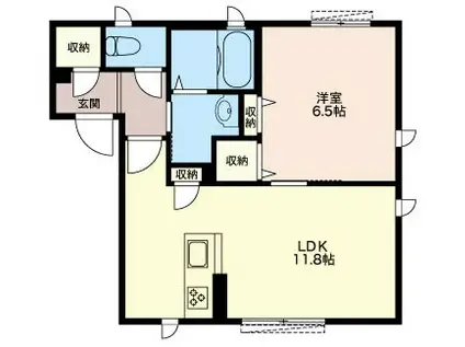 紅葉の庭 B(1LDK/1階)の間取り写真