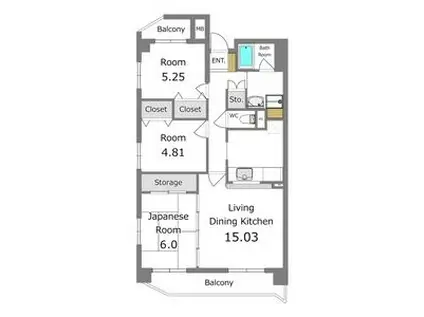 LIBERTY OAK(3LDK/5階)の間取り写真