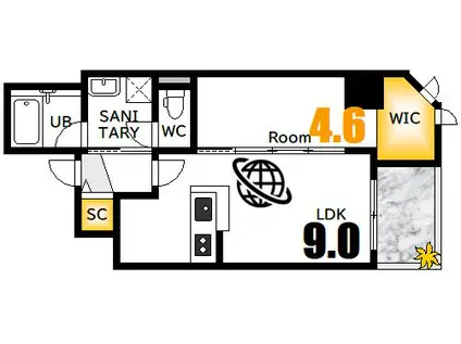 リモッカ大手町(1LDK/3階)の間取り写真