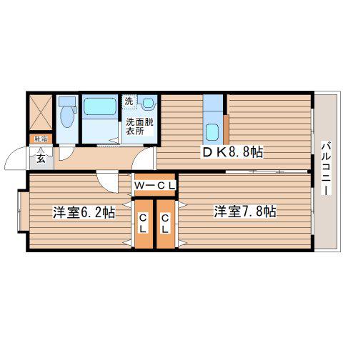 ナッツコート(2DK/3階)の間取り写真
