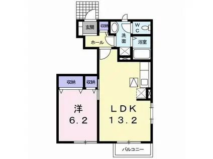 ソレアードプラーサA(1LDK/1階)の間取り写真