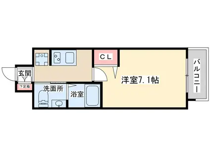 エグゼ天神橋(1K/1階)の間取り写真