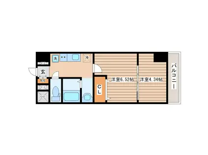 アスコット河原町駅前(2K/2階)の間取り写真