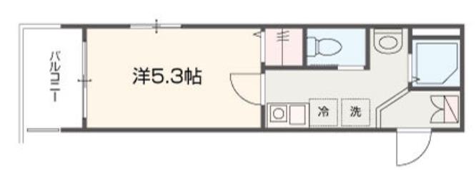 MELLAS武蔵浦和(1K/3階)の間取り写真