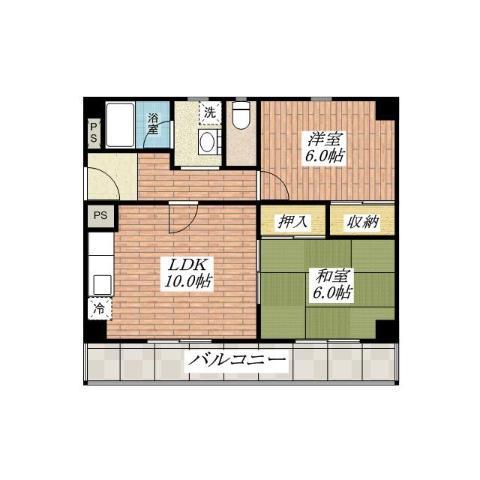 チサトマンション(2LDK/2階)の間取り写真
