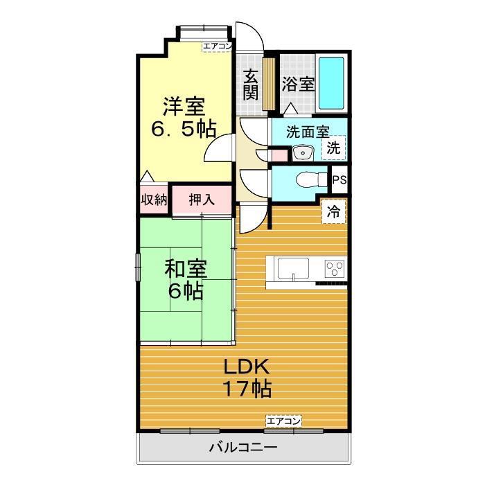 エルベノームくら(2LDK/4階)の間取り写真