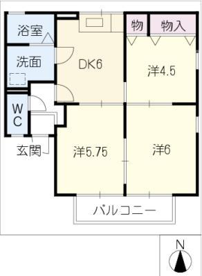 クレセントII(3DK/2階)の間取り写真