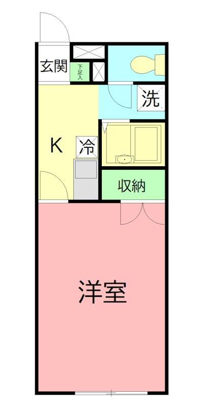 アムールCIEL(1K/1階)の間取り写真