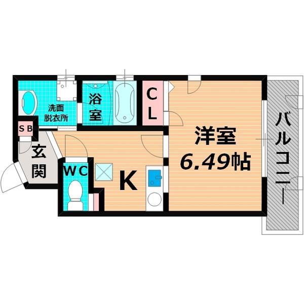 ジュネス関目高殿(1K/6階)の間取り写真