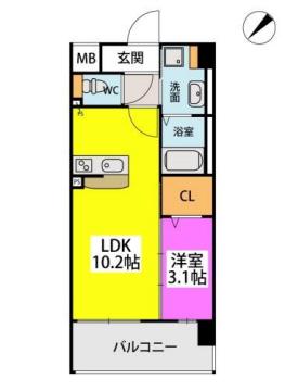フルハウス高宮(1LDK/1階)の間取り写真
