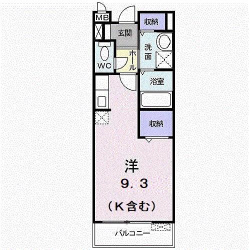 リバーサイド広面(ワンルーム/1階)の間取り写真