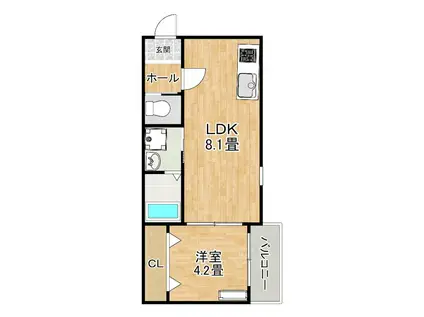 KS ノース PLASE(1LDK/1階)の間取り写真