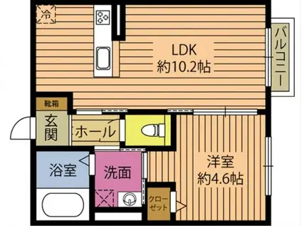 Eフィールド(1LDK/1階)の間取り写真