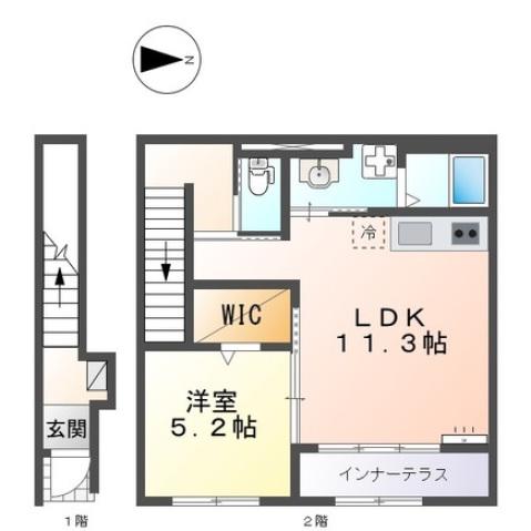 大和高田市有井アパート(1LDK/2階)の間取り写真