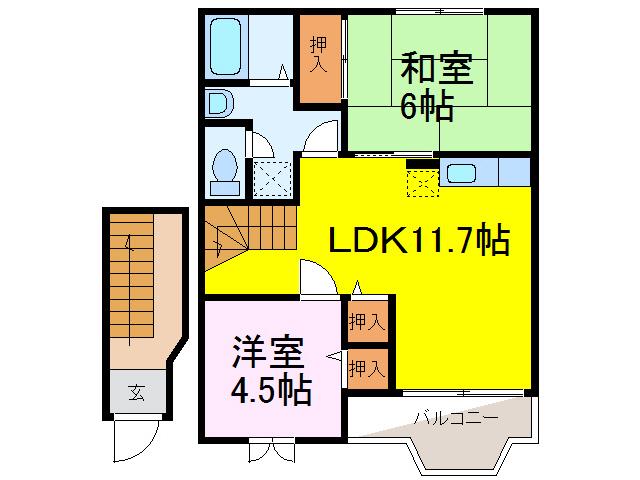 サンフラワ-PARTI(2LDK/2階)の間取り写真