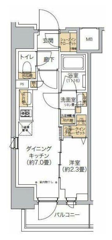 リビオメゾン西麻布(1DK/2階)の間取り写真