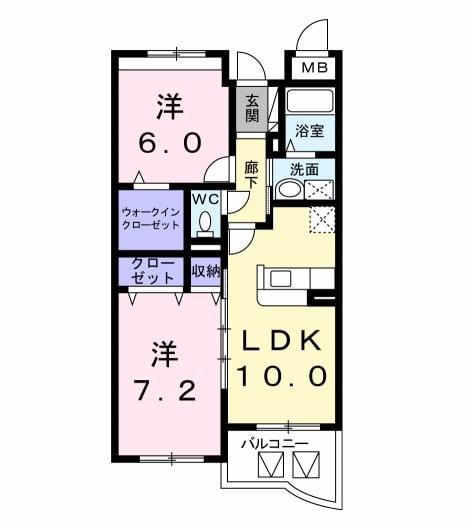 アルフレンテ(2LDK/3階)の間取り写真