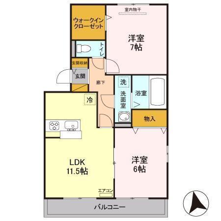 ハーネス(2LDK/1階)の間取り写真