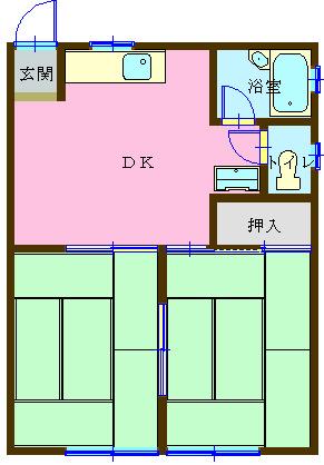 ホワイトハイムT3(2DK/1階)の間取り写真