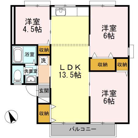 セジュールおはら(3LDK/2階)の間取り写真