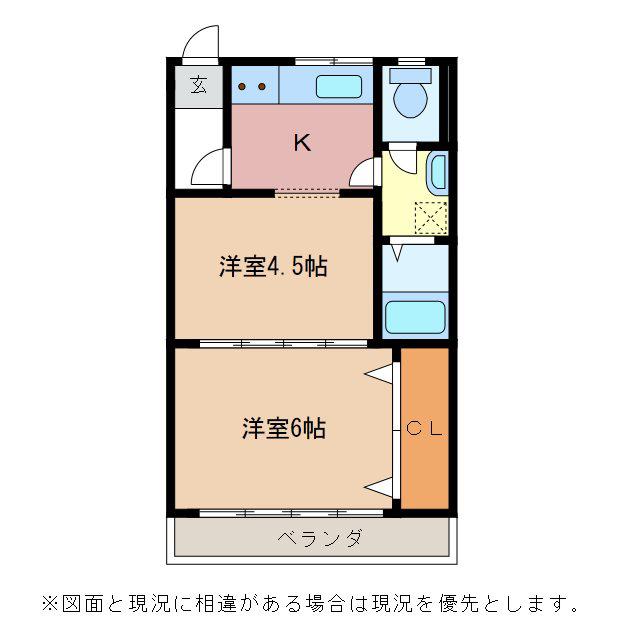 コーポ巾上(2K/3階)の間取り写真