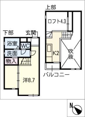 サンアリーナ安永サウス(1K/1階)の間取り写真