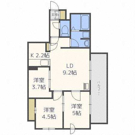 レジディア北2条イーストII(3LDK/3階)の間取り写真