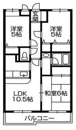 第3旭マンション(3LDK/2階)の間取り写真