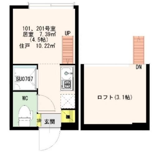 STAGE北新宿(ワンルーム/2階)の間取り写真