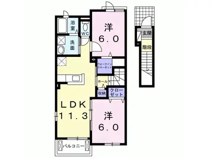 サンセマム菊陽 II(2LDK/2階)の間取り写真