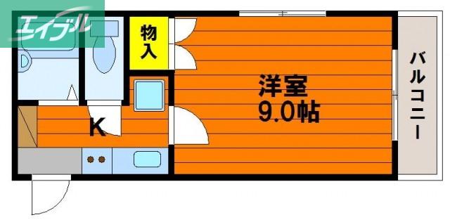 奥田西町ハイツ(1K/4階)の間取り写真