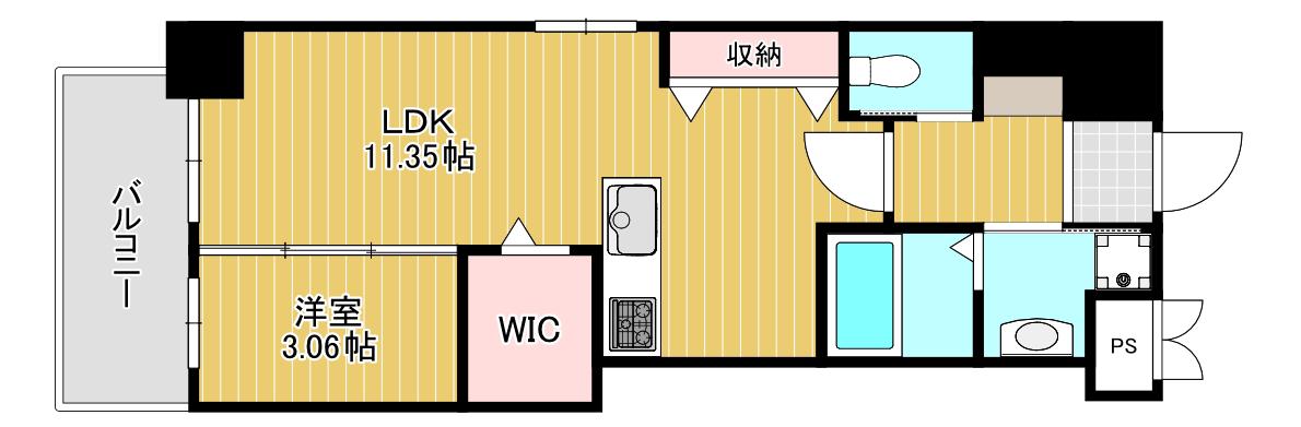 スマート大手町(1LDK/11階)の間取り写真