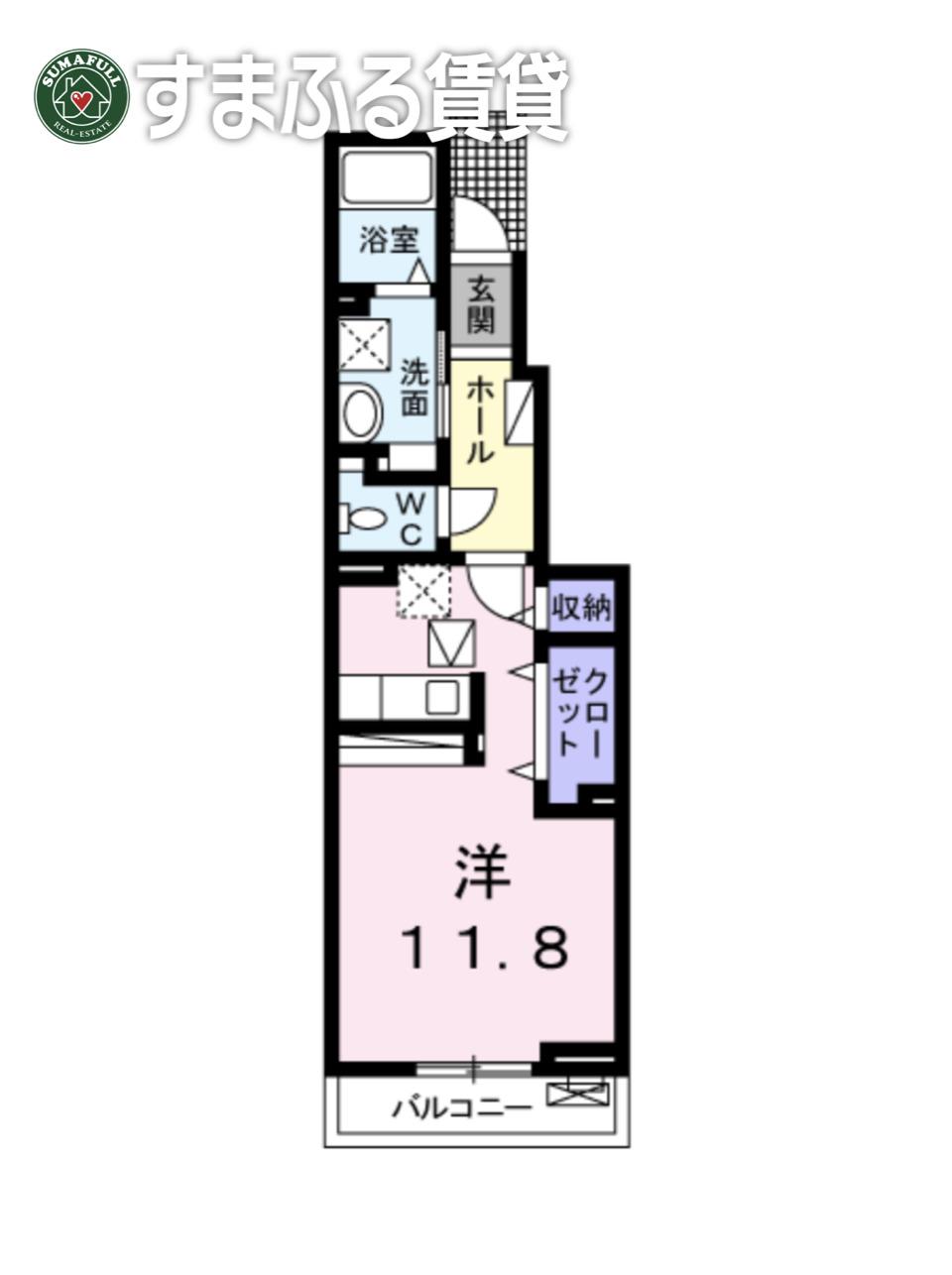 カメリア菅田(ワンルーム/1階)の間取り写真