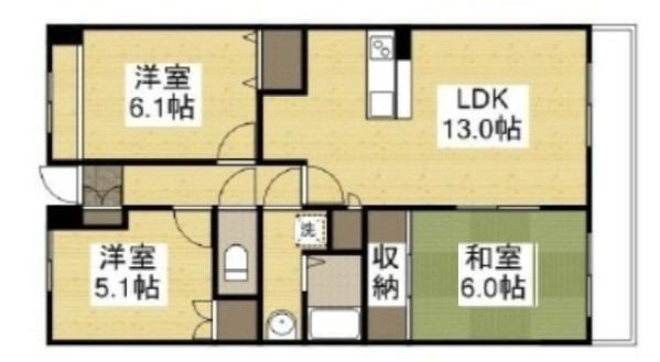 クレストール(3LDK/4階)の間取り写真