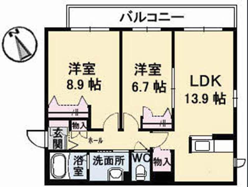 シャーメゾンKOGO(2LDK/2階)の間取り写真