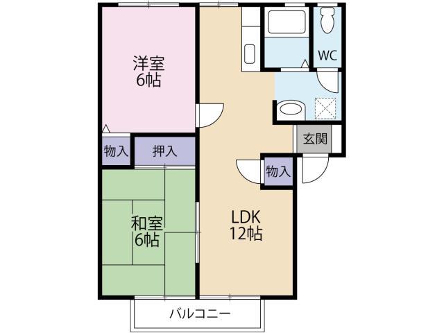フレグランス・モリB(2LDK/1階)の間取り写真