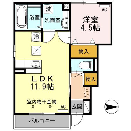 かわせみの里(1LDK/1階)の間取り写真