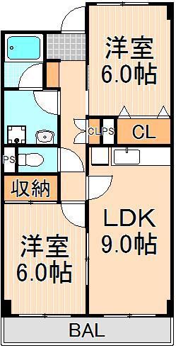 ユニバーサルマンションII(2LDK/2階)の間取り写真