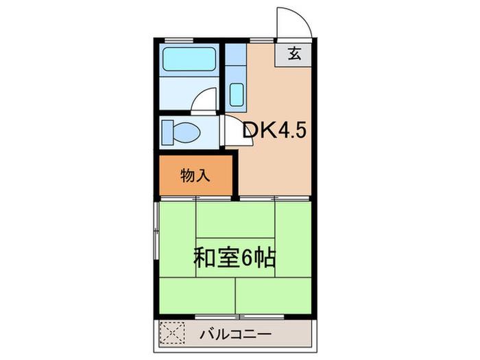 浜田山ハウス(1K/2階)の間取り写真
