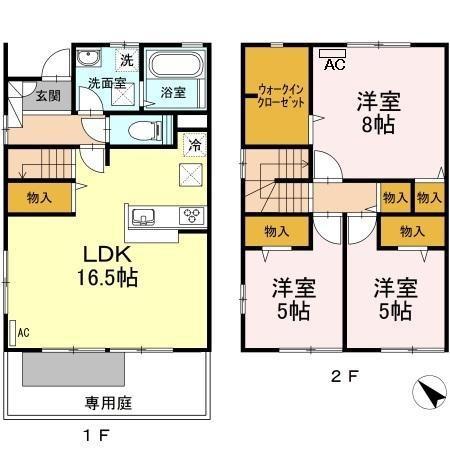 ＪＲ山陰本線 松江駅 車で15分 2階建 築9年(3LDK/1階)の間取り写真