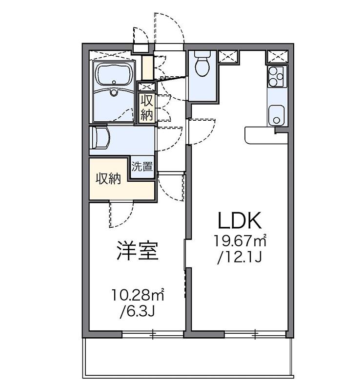 堤方II(1LDK/3階)の間取り写真